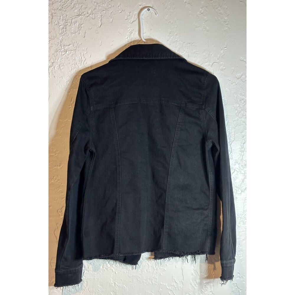 Black Label C'est Toi Black Denim Trucker Jacket Raw Hem Size S